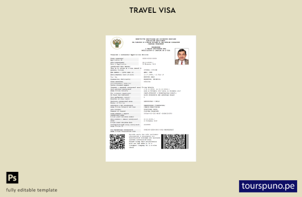 listo para imprimir la visa electrónica de Rusia en plantilla de Word y PDF